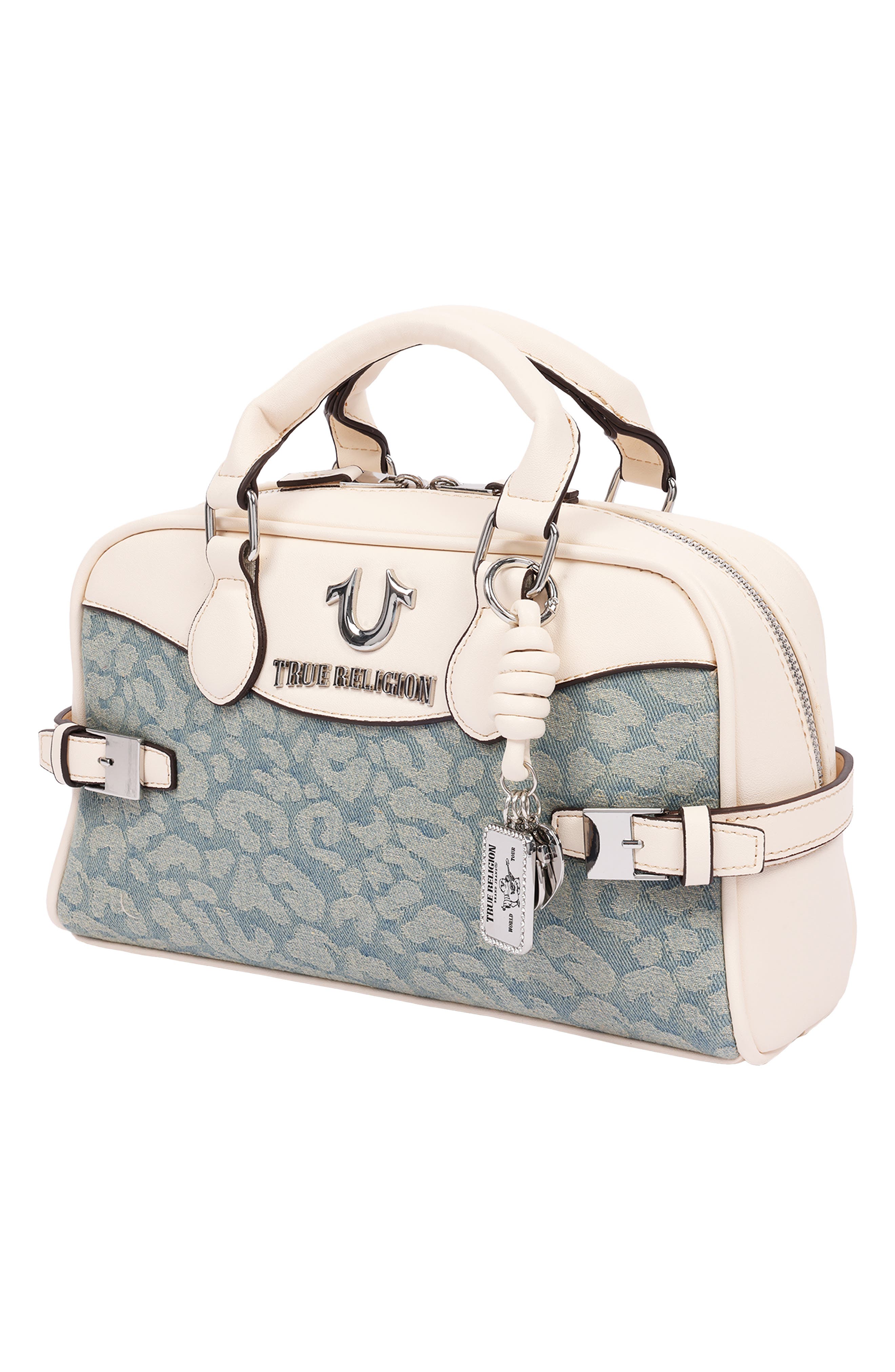 Brooks Leopard Denim Satchel, Alternate, color, CREAM