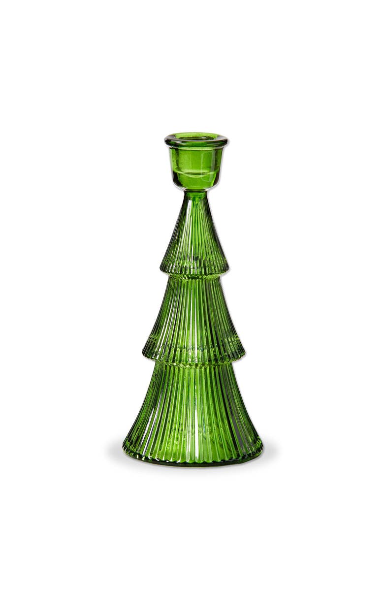 tag Large Green Glass Ribbed Taper Candle Holder - Elegant Decor, Main, color, Green