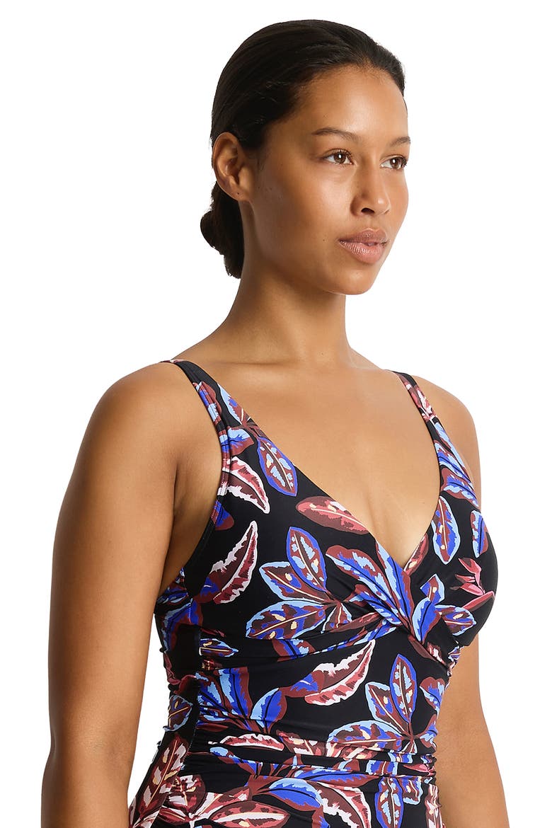 Cross Front One-Piece Swimsuit, Alternate, color, BLACK
