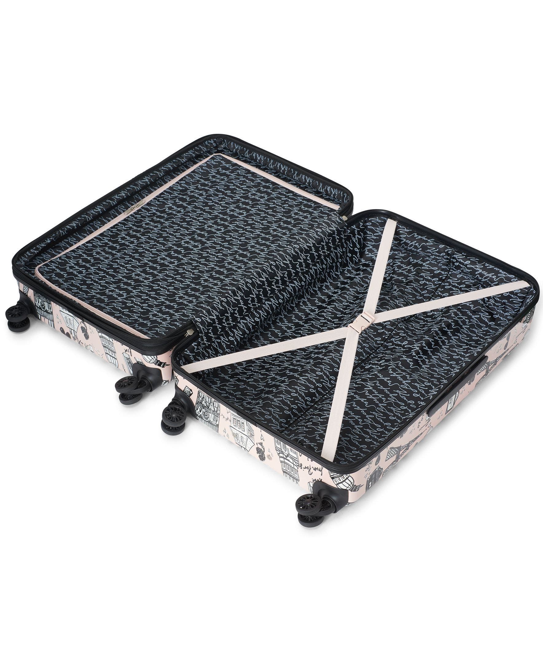 KARL LAGERFELD Karl in Paris Upright Suitcase, Alternate, color, Pink/Black