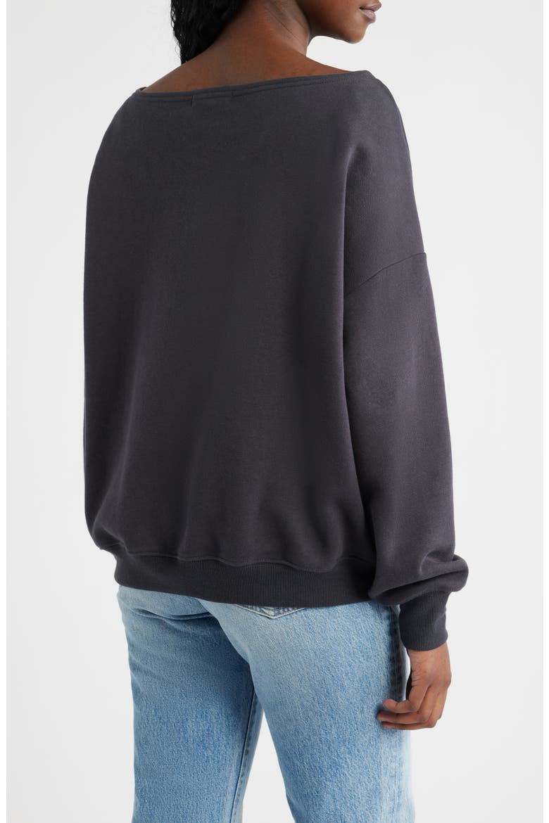 Star Appliqué Off the Shoulder Sweatshirt, Alternate, color, PHANTOM
