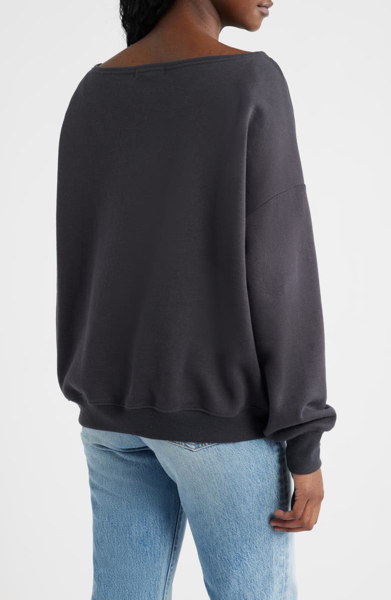 Vinyl Icons Star Appliqué Off the Shoulder Sweatshirt, Alternate, color, Phantom