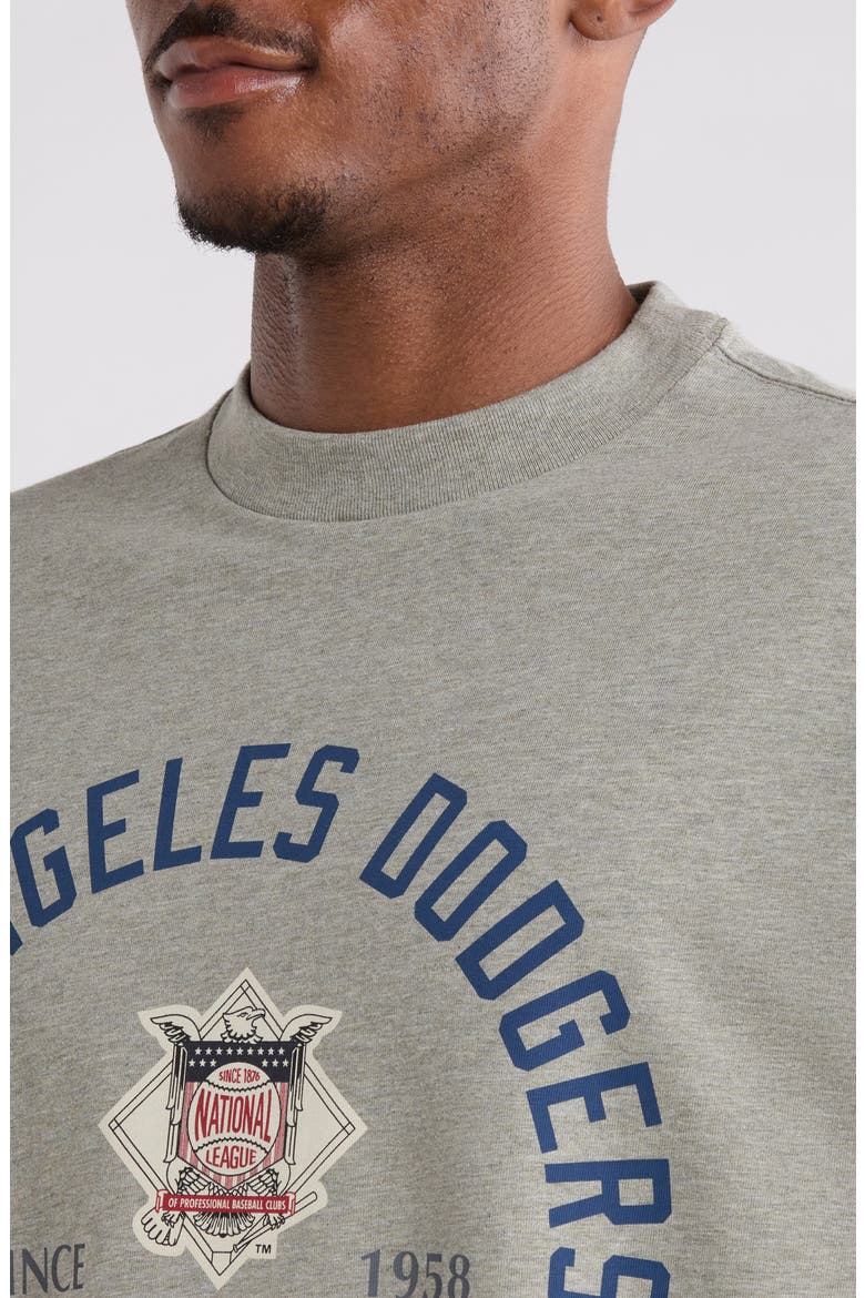x MLB Los Angeles Dodgers Merch Cotton Graphic T-Shirt, Alternate, color, CONCRETE HEATHER