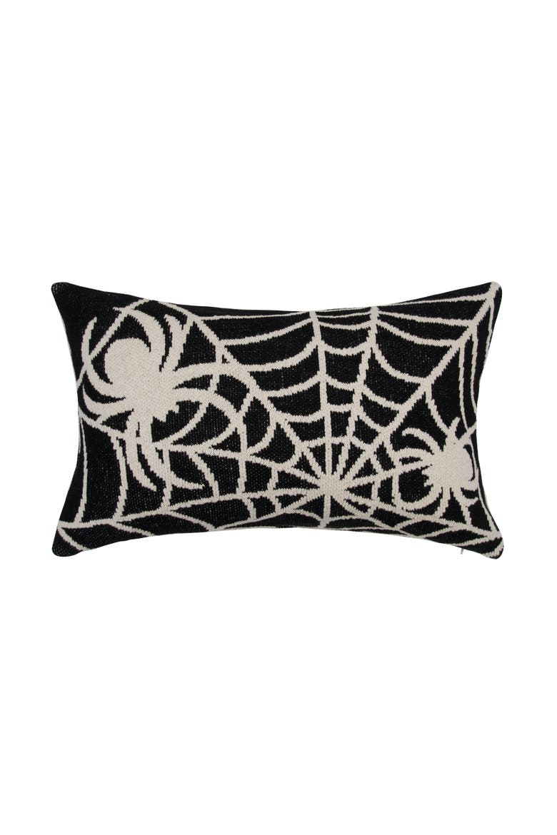 Halloween Spider Web Motif Accent Throw Pillow 16" x 24", Alternate, color, Beige