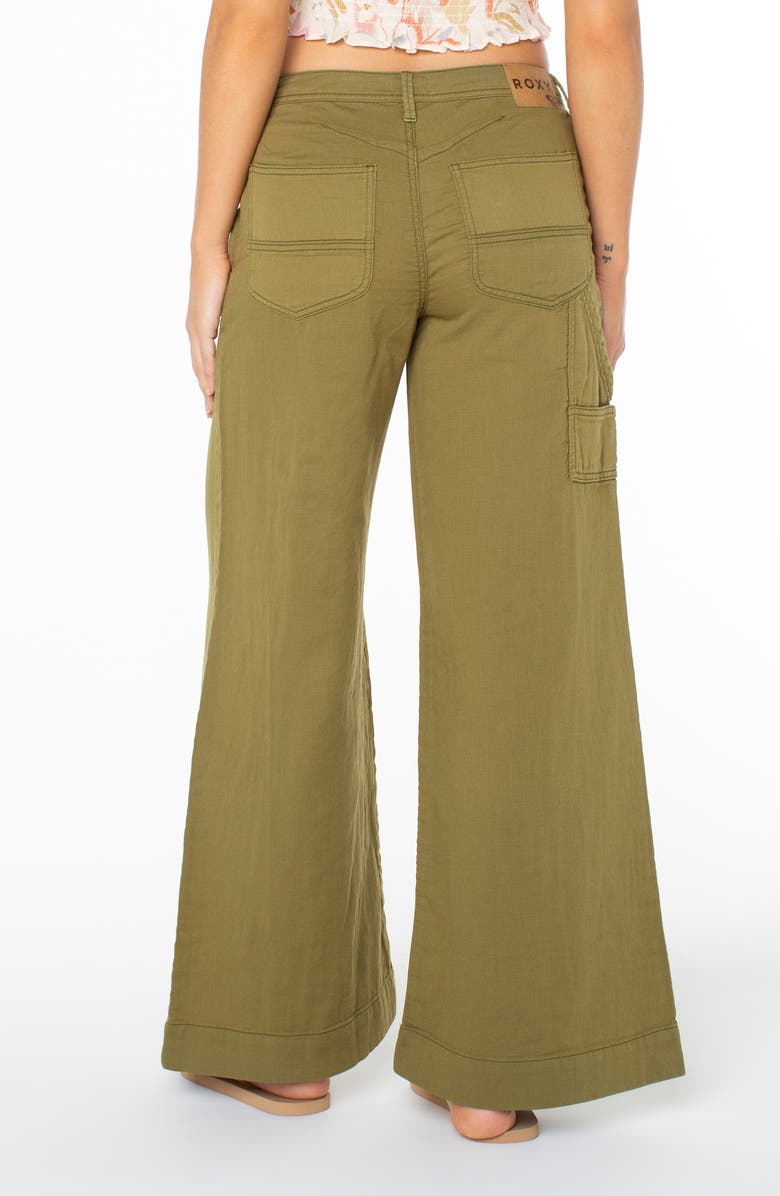 Roxy Boogie Board Flare Cotton Twill Pants, Alternate, color, Avocado