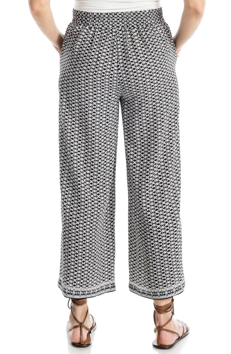 MAX STUDIO Crop Wide Leg Crepe Pants, Alternate, color, Ecbkglgo-Ecru/ Black