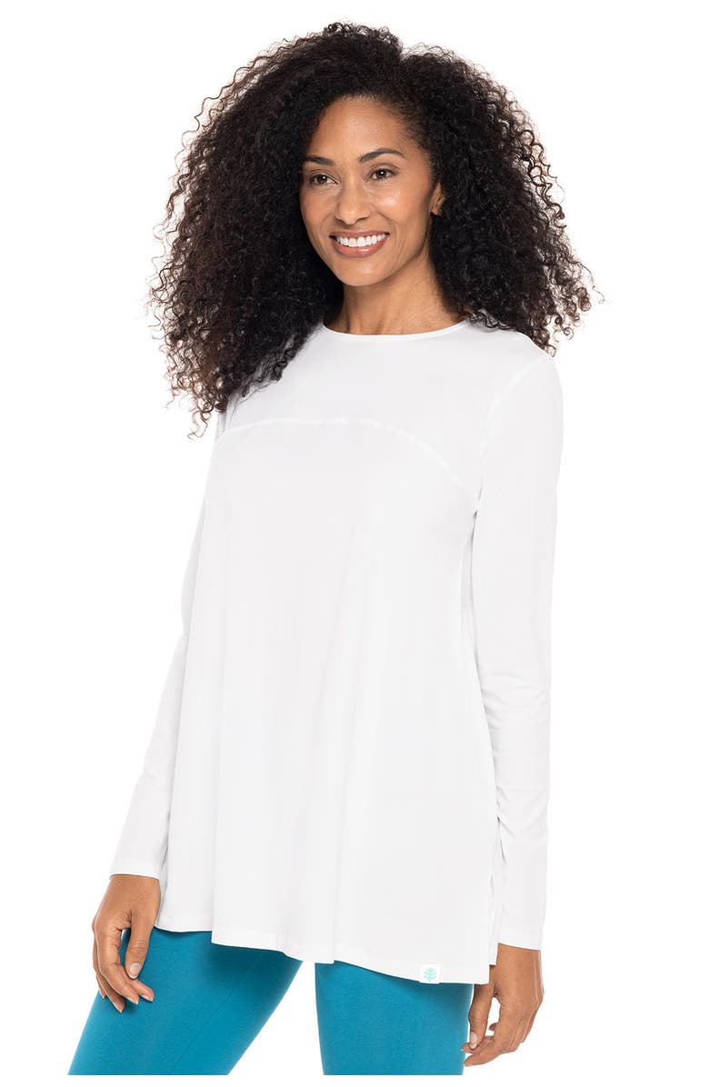 Coolibar Women's Swing Long Sleeve T-Shirt - UPF 50+ Sun Protection - Daybreak, Alternate, color, White