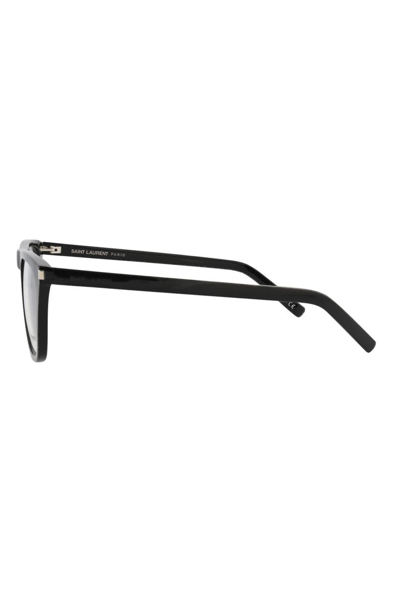Saint Laurent 53mm Square Optical Glasses, Alternate, color, Black