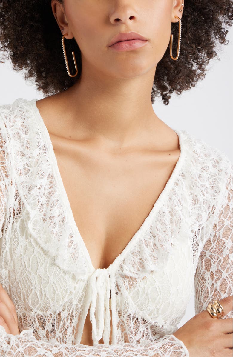 Open Edit Faux Pearl Rectangle Hoop Earrings, Alternate, color, White- Gold