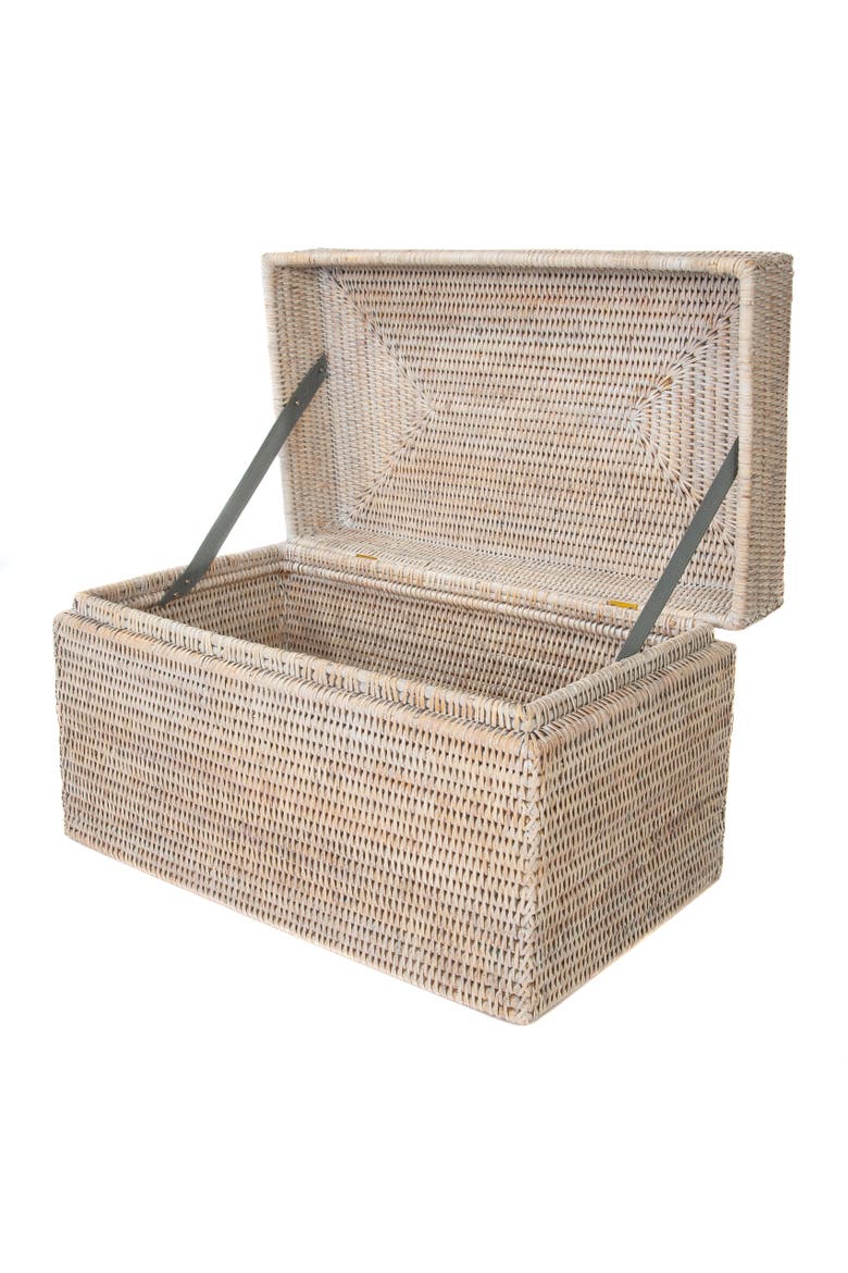 Artifacts Rattan Rectangular Hinged Chest/Trunk, Main, color, White Wash