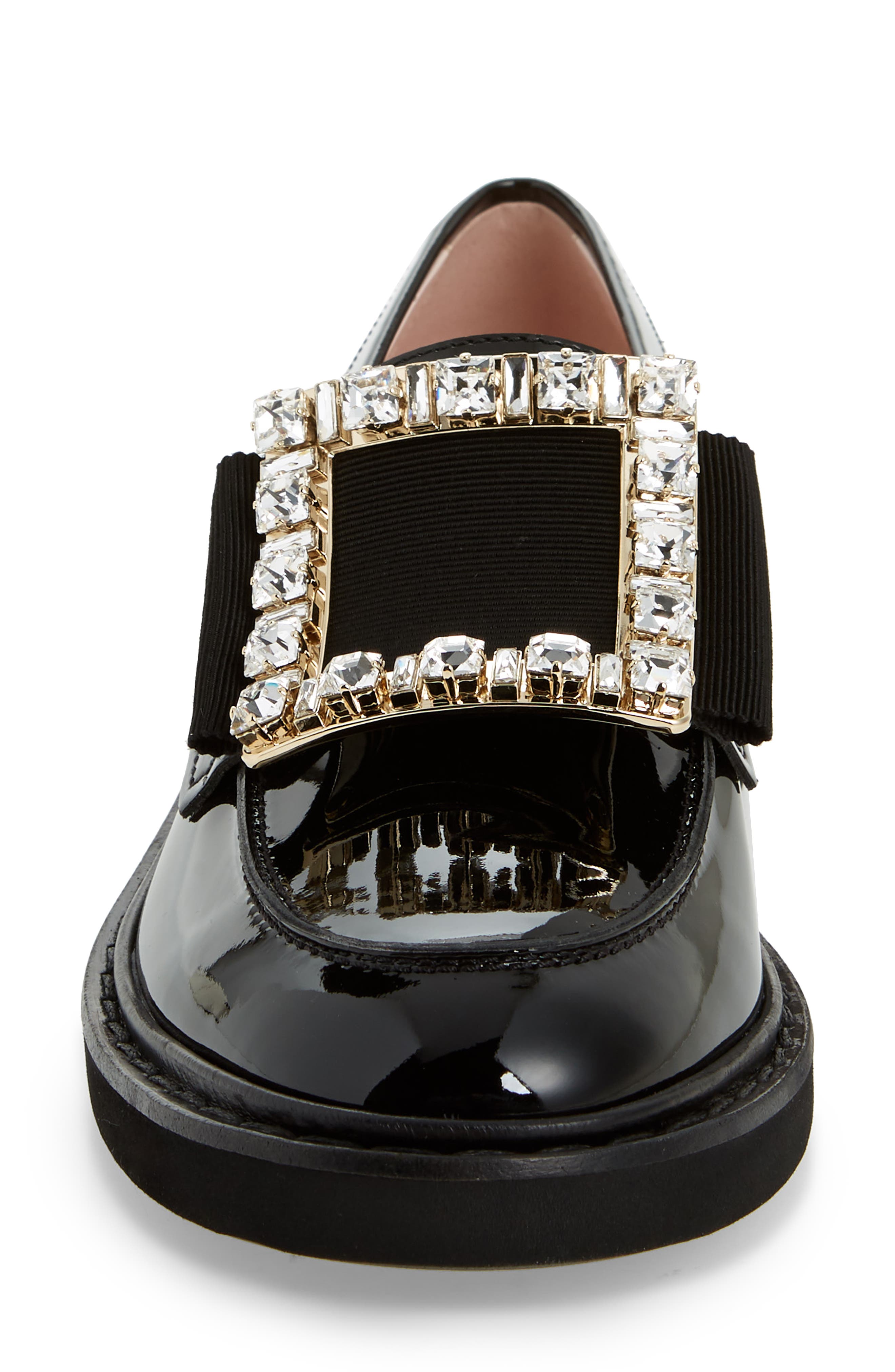 Roger Vivier Viv Rangers Crystal Buckle Loafer, Alternate, color, Black/ Crystal