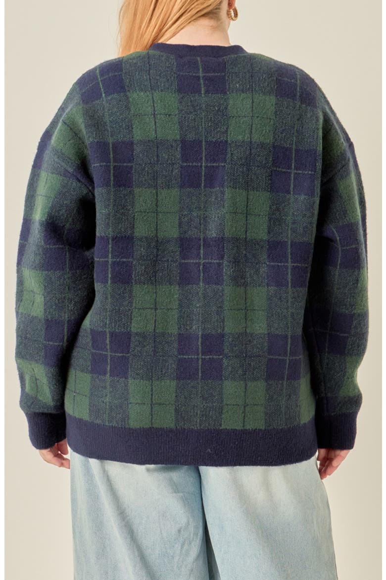 Check Cardigan, Alternate, color, GREEN MULTI