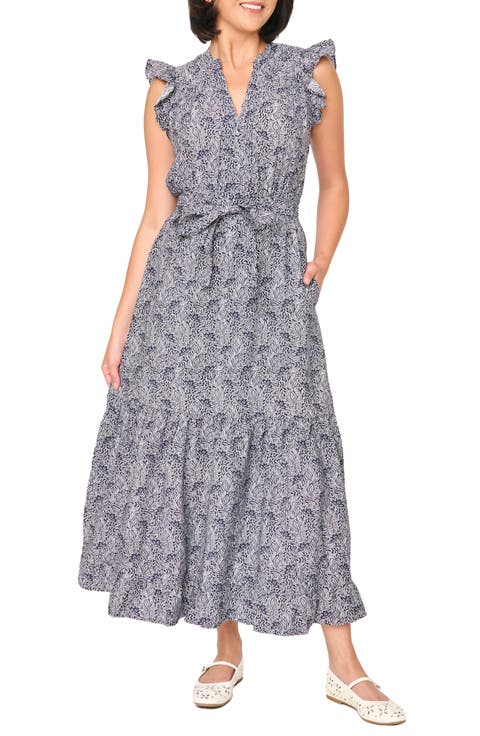 Floral Tie Waist Maxi Dress