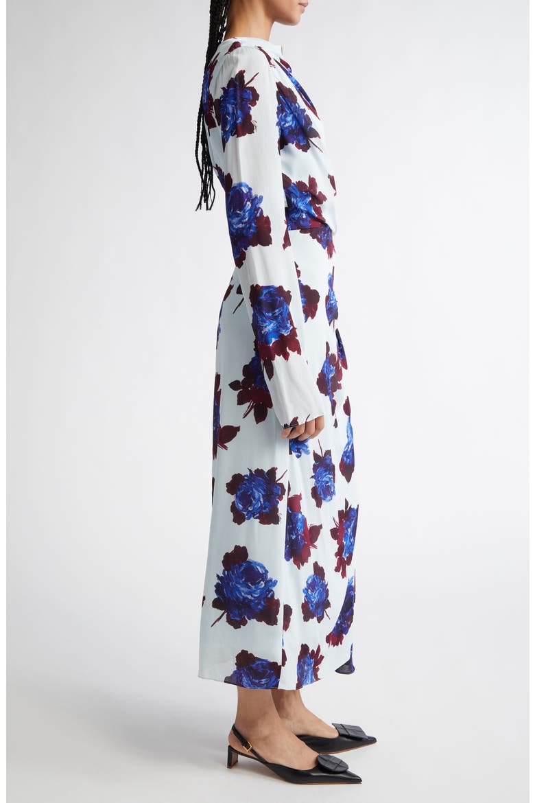 Rossinni Roses Rossini Rose Floral Long Sleeve Crepe Midi Dress (Women) | Nordstrom