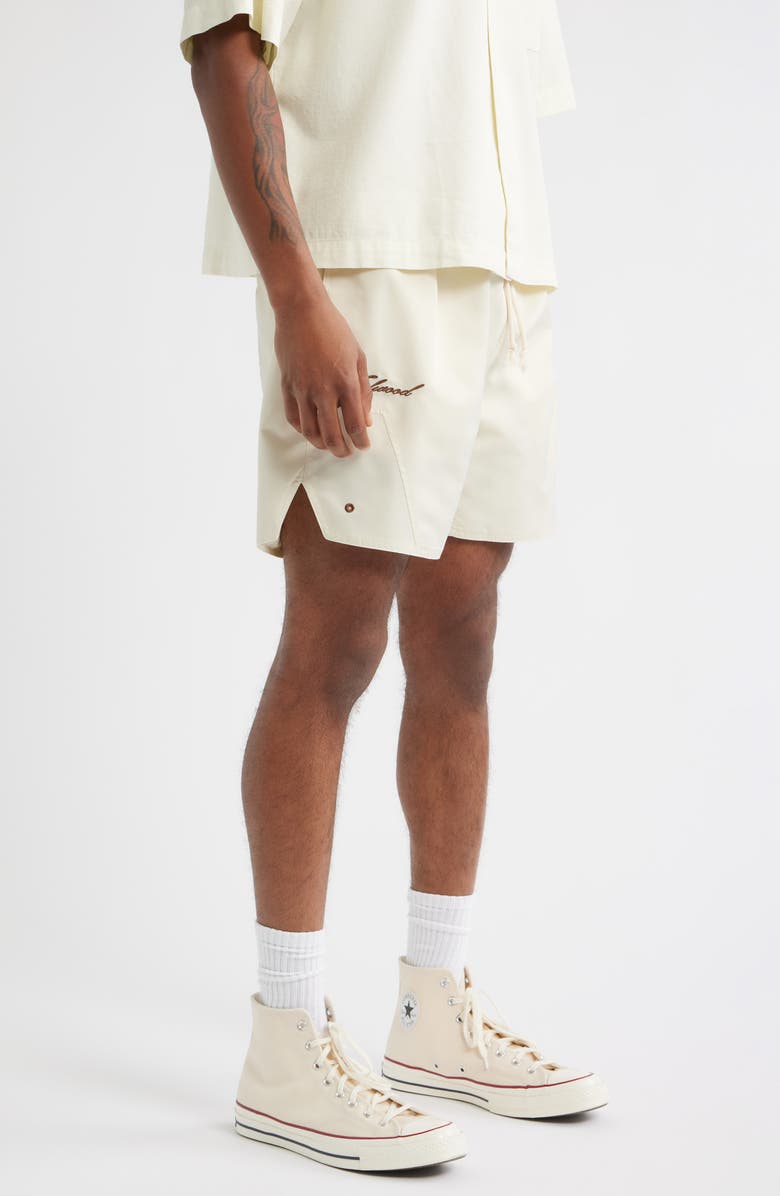 Elwood Olympic Embroidered Logo Nylon Shorts, Alternate, color, Cream