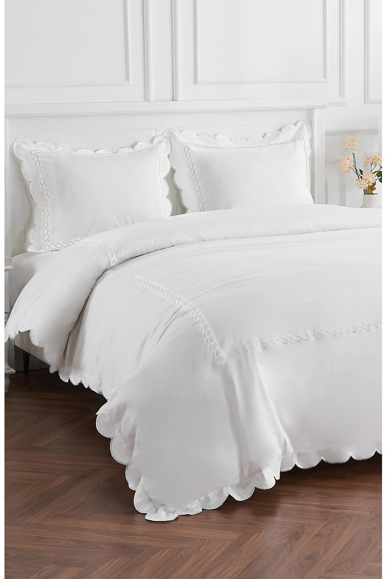 Scallop Rope Duvet & Sham Set, Alternate, color, WHITE/ WHITE