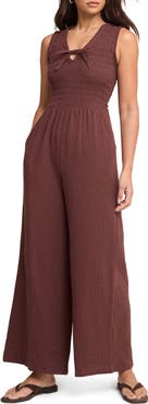 Nobody's Child Jayda Smocked Wide Leg Jumpsuit