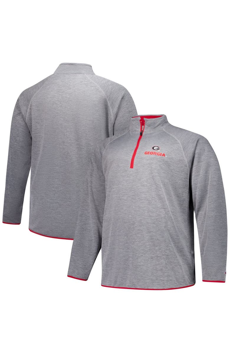 Champion Men's Fanatics Charcoal Georgia Bulldogs Raglan Big &Tall Quarter-Zip Top, Main, color, 
