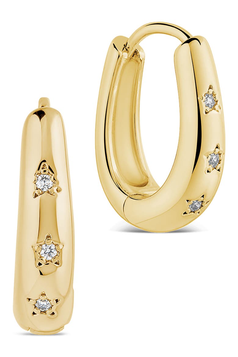 Classic Mini Cubic Zirconia Star Huggie Hoop Earrings, Main, color, GOLD