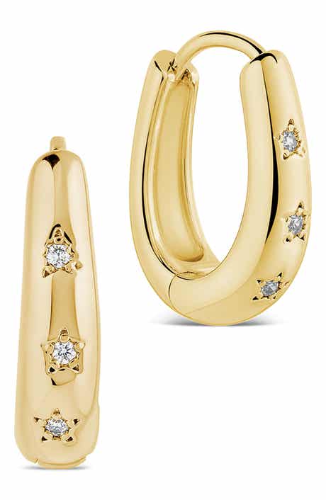 Classic Mini Cubic Zirconia Star Huggie Hoop Earrings