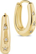 Sterling Forever Classic Mini Cubic Zirconia Star Huggie Hoop Earrings