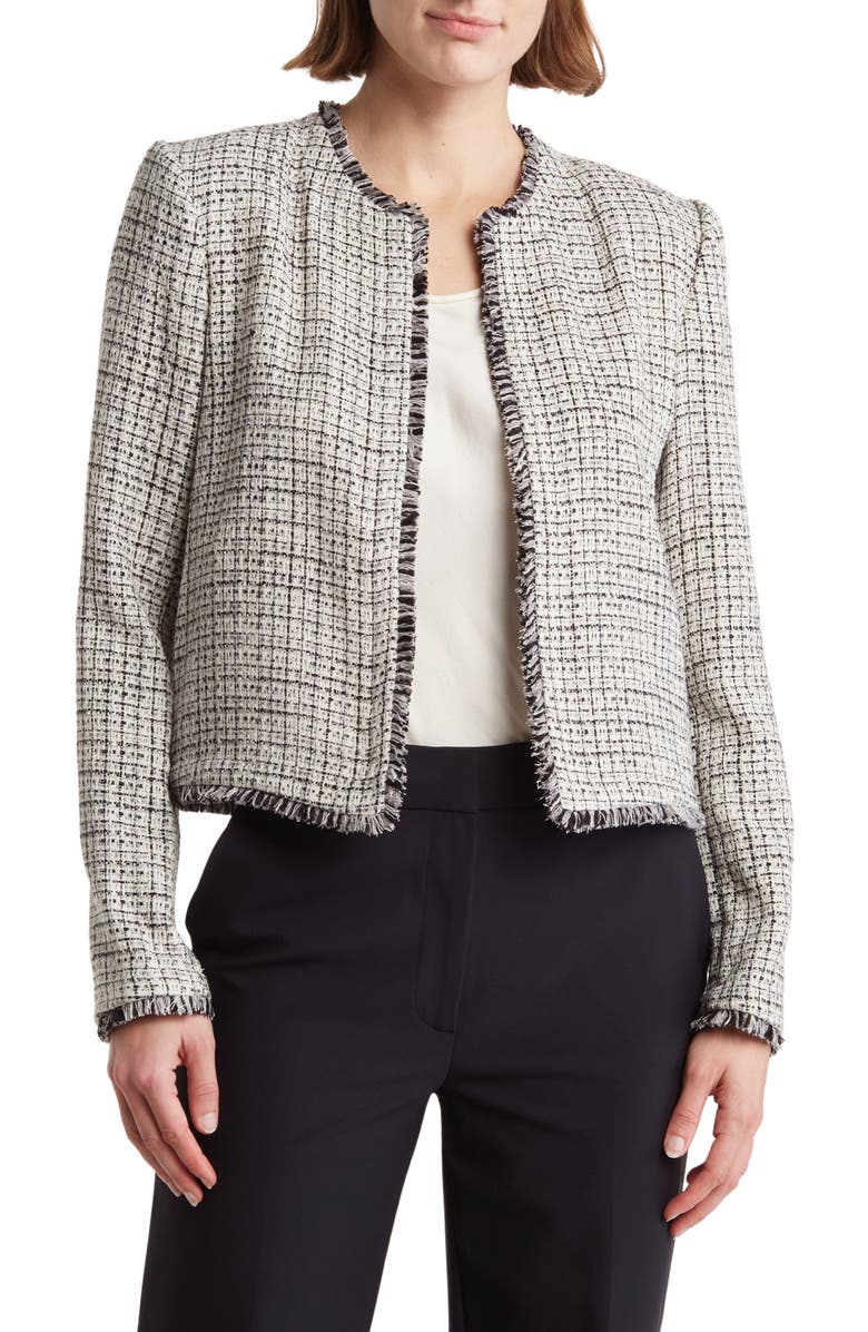 Calvin Klein Open Front Tweed Jacket, Main, color, 