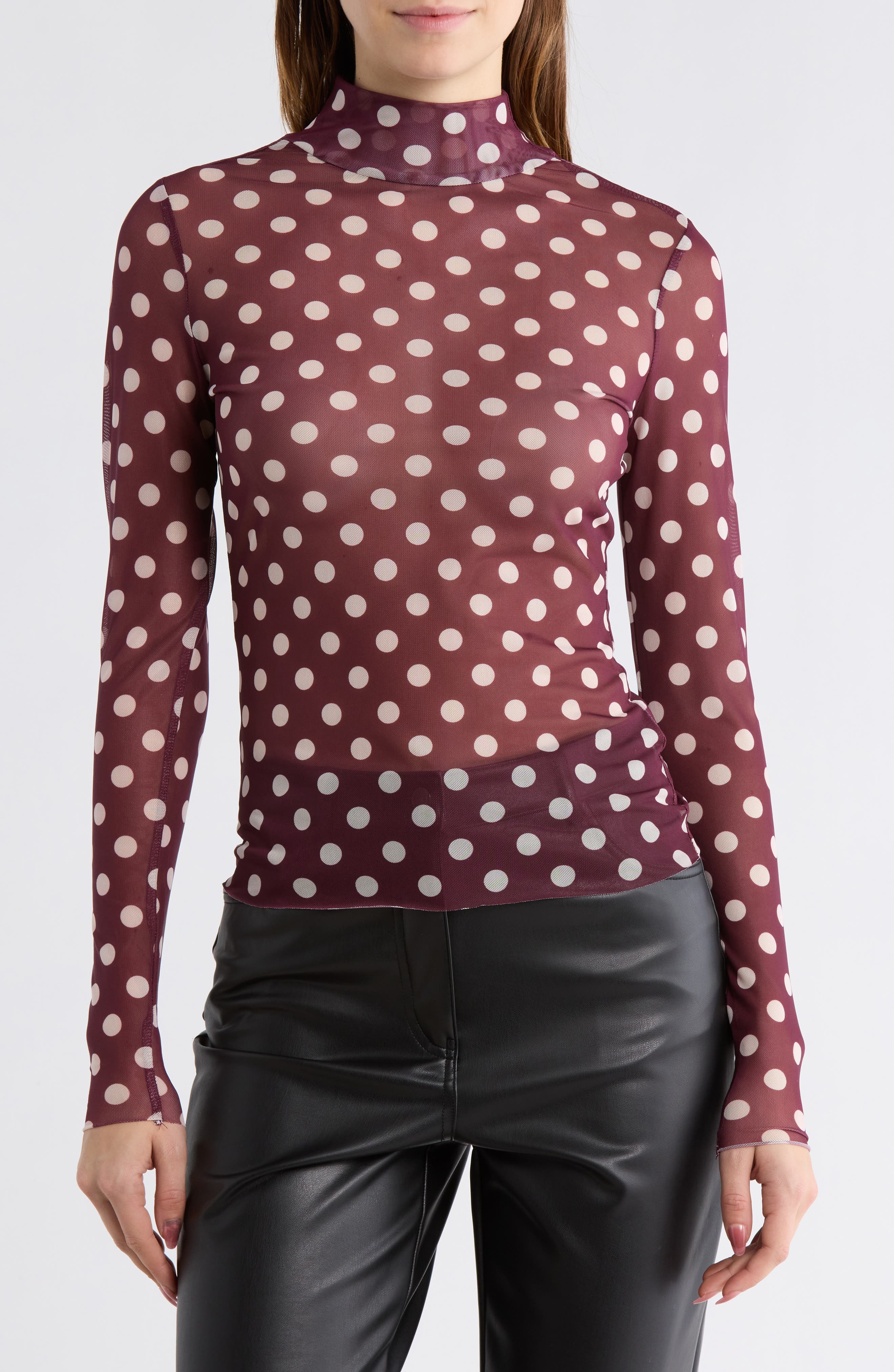 AFRM LOS ANGELES Zoe Mock Neck Mesh Top