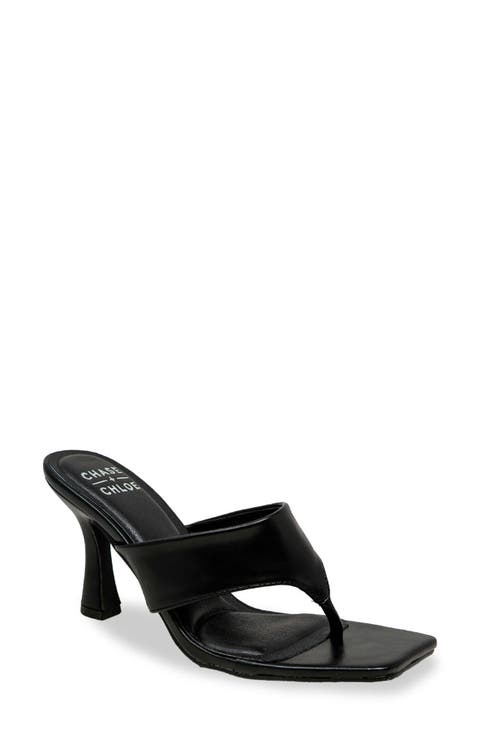 Cielle Thong Strap Flared Heel Sandal