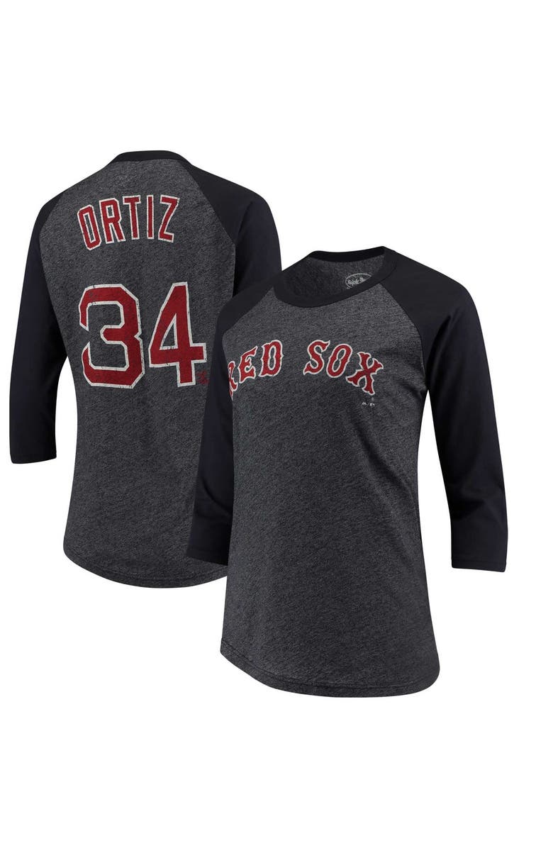 Majestic Threads Women's Majestic Threads David Ortiz Navy Boston Red Sox 3/4-Sleeve Raglan Name & Number T-Shirt, Main, color, 