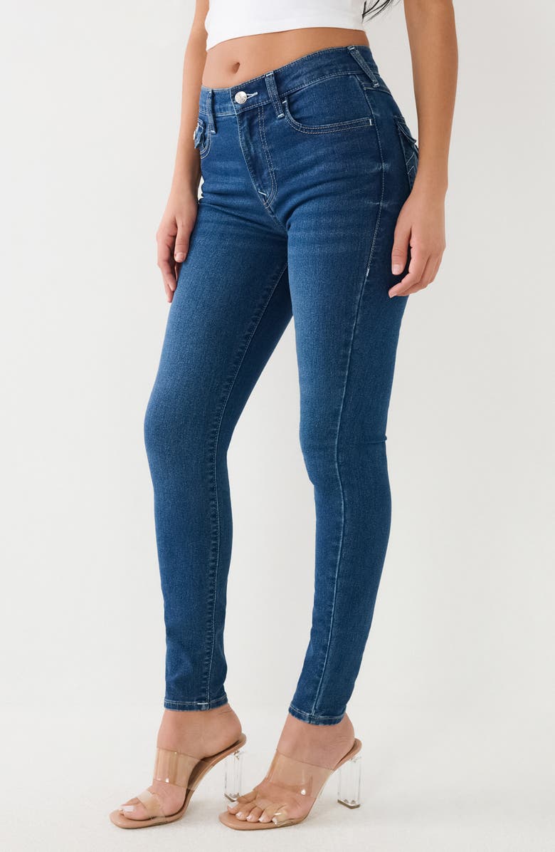 True Religion Halle High Waist Flap Pocket Skinny Jeans, Alternate, color, Medium Crystalline Wash