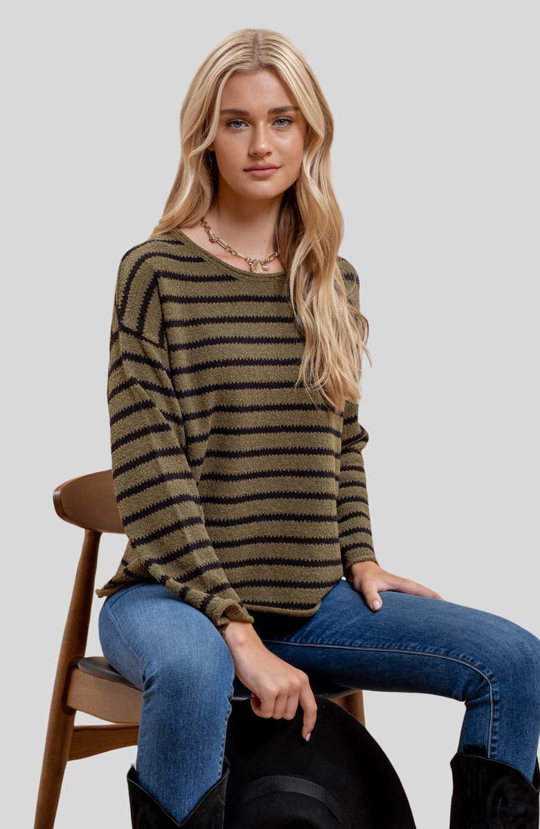 Blu Pepper Stripe Knit Top, Alternate, color, Olive