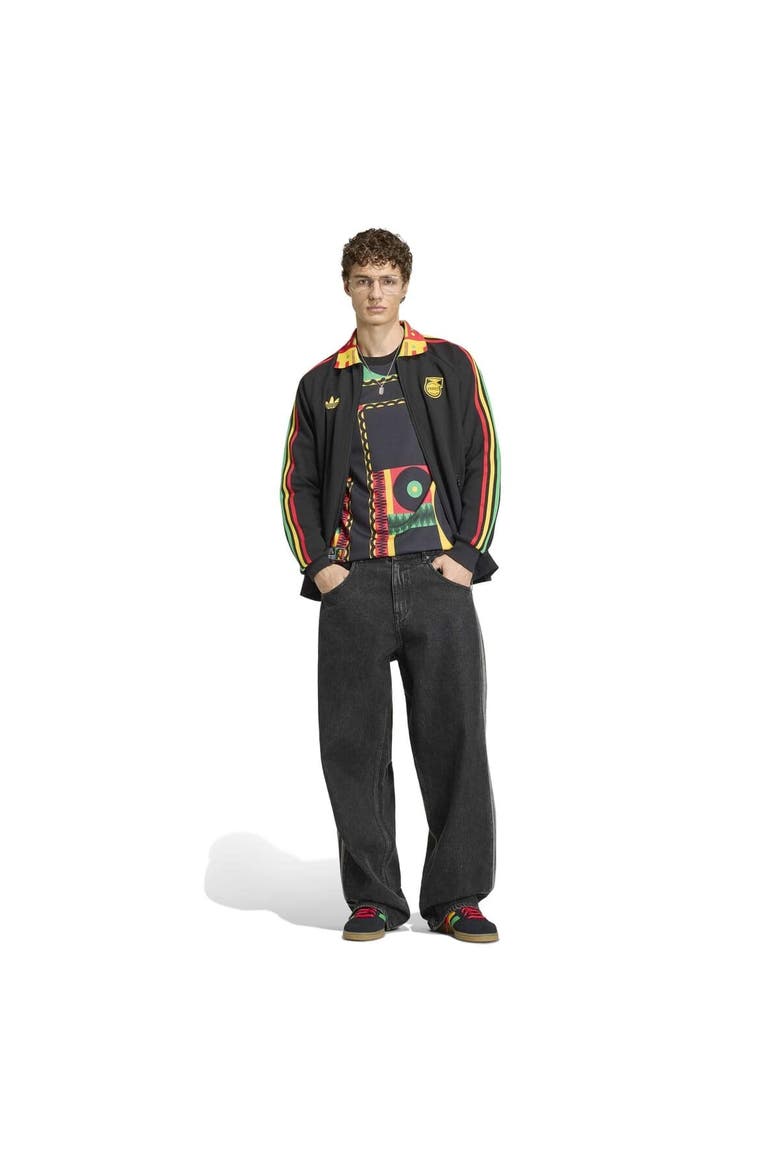 Men's adidas Black Jamaica National Team Anthem Full-Zip Jacket, Alternate, color, Black