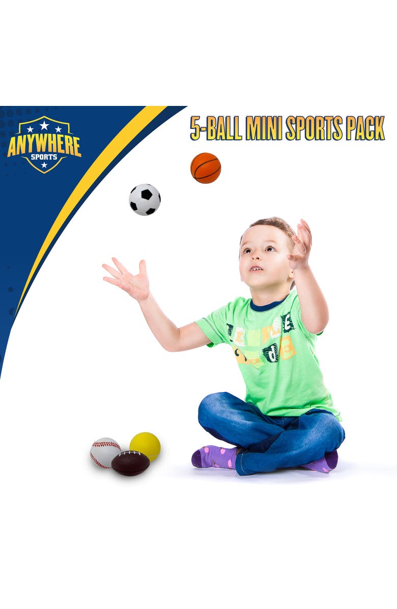 Anywhere Sports 5 Ball Mini Sports Pack | Soft Foam Balls For Kids 3+, Alternate, color, Multicolored