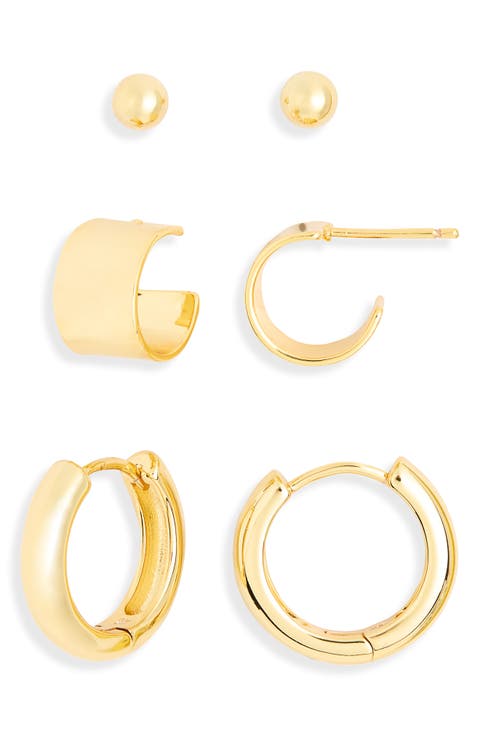 3-Pack Hoop & Stud Earrings