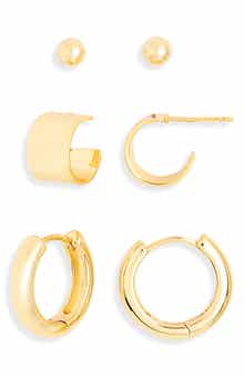3-Pack Hoop & Stud Earrings