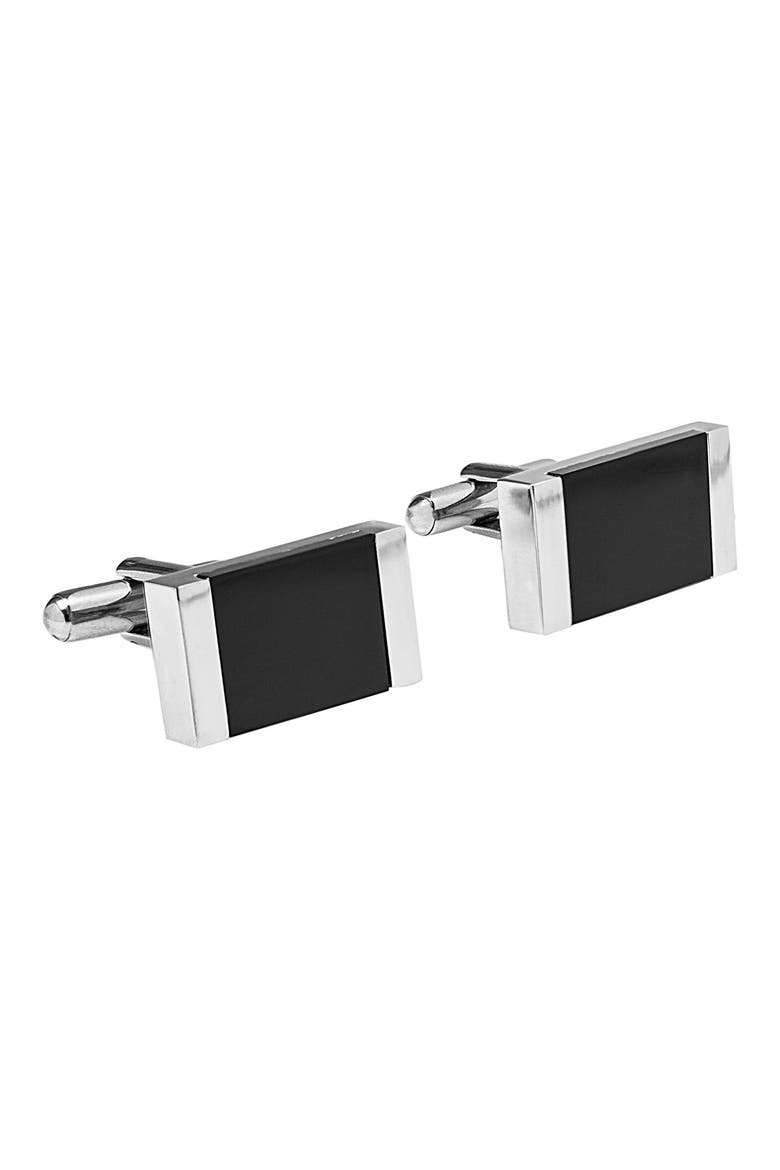 Monogram Cuff Links, Main, color, ONYX - BLANK