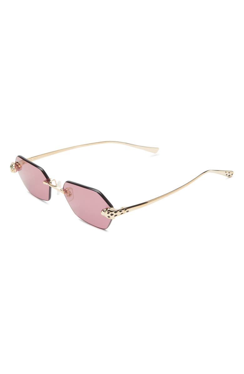Cartier 55mm Rimless Geometric Polarized Sunglasses, Alternate, color, Gold