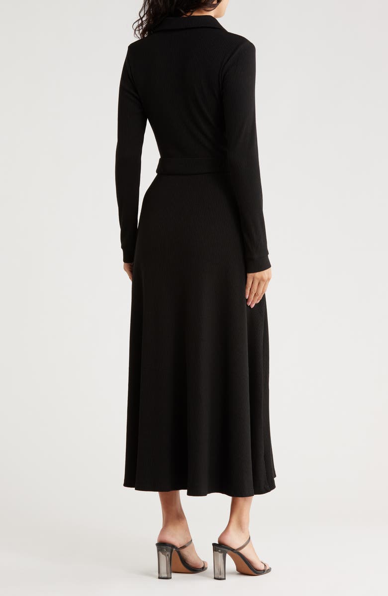 AREA STARS Raya Long Sleeve Rib Midi Dress, Alternate, color,