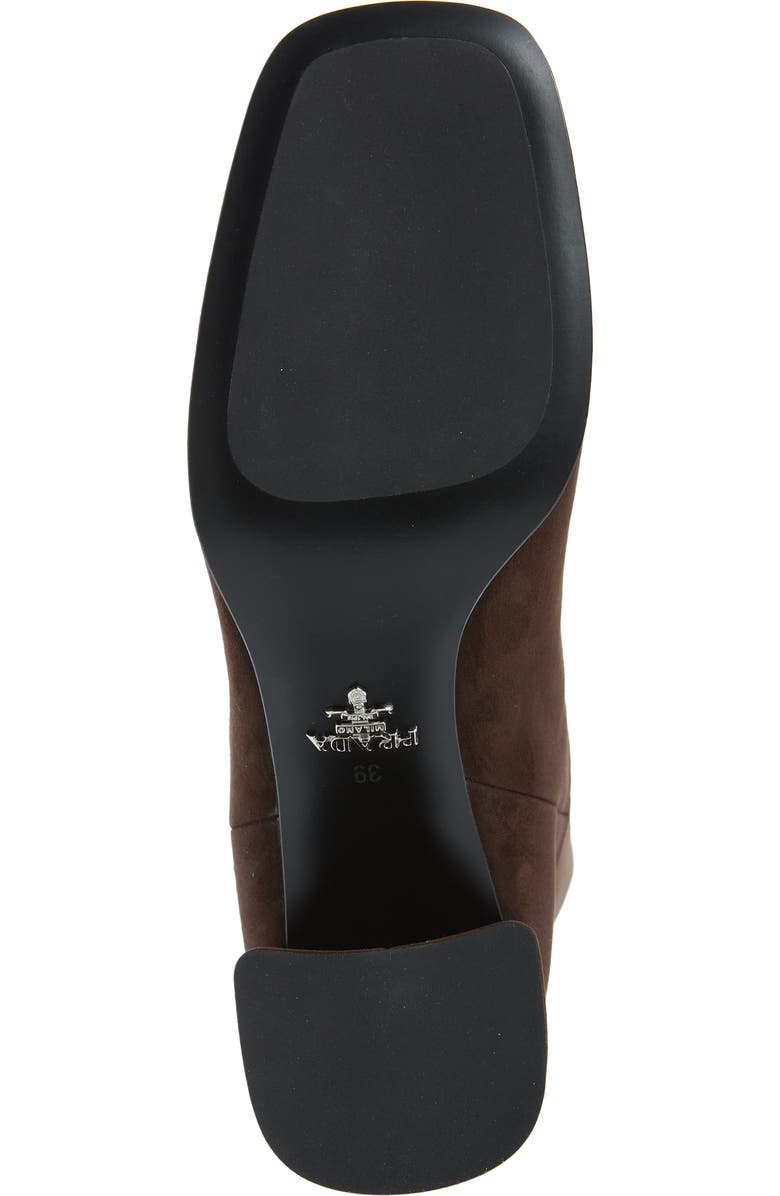 Prada Logo Knee High Boot, Alternate, color, Moro