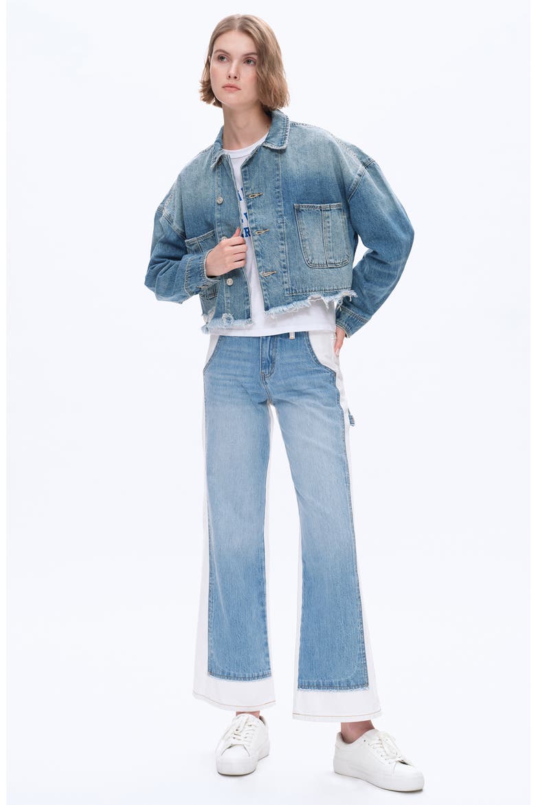 Jeremy Two-Tone High Waist Wide Leg Jeans, Alternate, color, CREAM