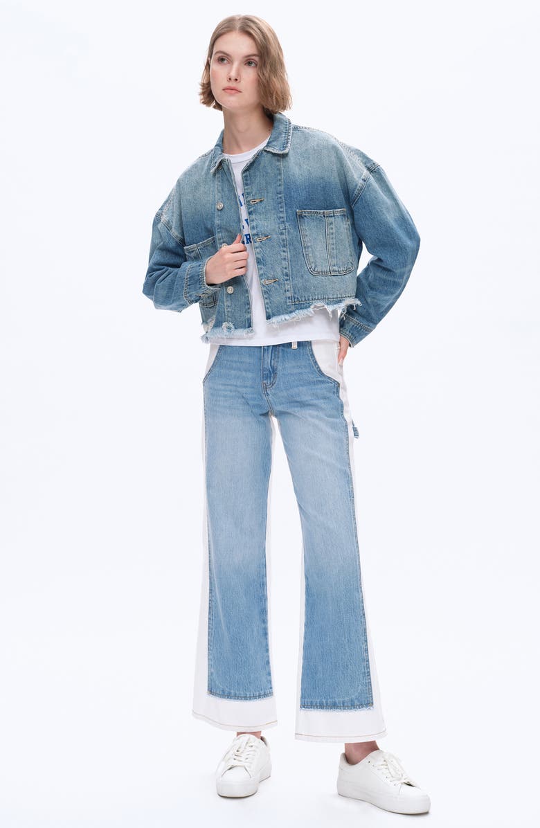 Bayeas Jeremy Two-Tone High Waist Wide Leg Jeans, Alternate, color, Cream