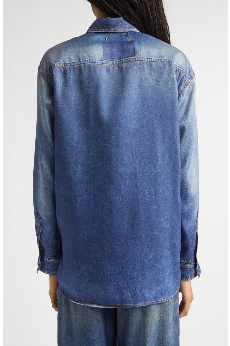 Journey Patty Distressed Twill Button-Up Shirt, Alternate, color, BLUE