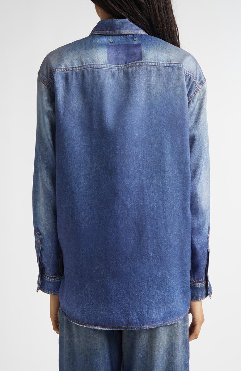 Golden Goose Journey Patty Distressed Twill Button-Up Shirt, Alternate, color, 