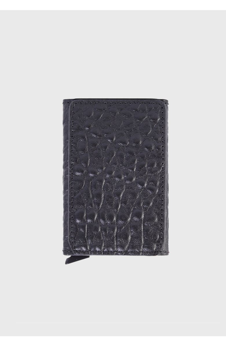 Furniq UK Genuine Leather Elephant Pattern Card Holder, Main, color, Black