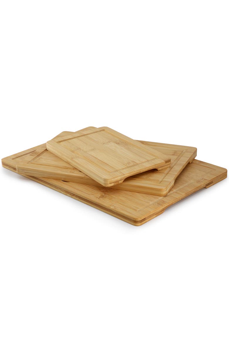 3 Piece 9 Inch, 12 Inch, and 15 Inch Wood Cutting Board, Alternate, color, Bamboo
