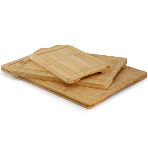 Megachef 3 Piece 9 Inch, 12 Inch, And 15 Inch Wood Cutting Board Set With Juice Grooves In Multi