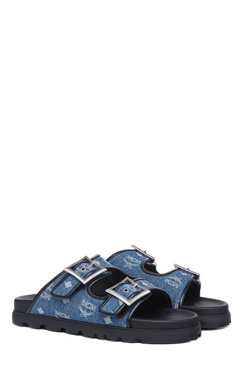 Monogram Sandals in Denim Jacquard
