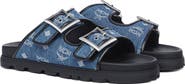 MCM Monogram Sandals in Denim Jacquard