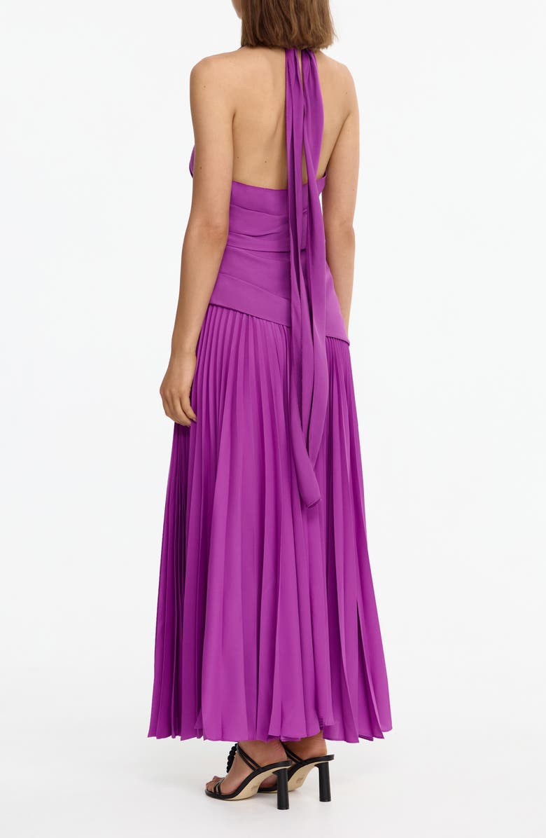 Acler Kerrison Pleat Maxi Halter Gown, Alternate, color, Deep Mulberry
