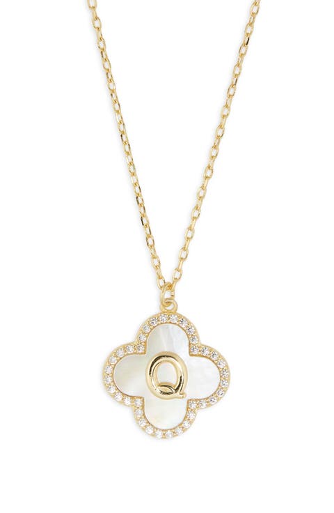 Clover Mother-of-Pearl Initial Pendant Necklace